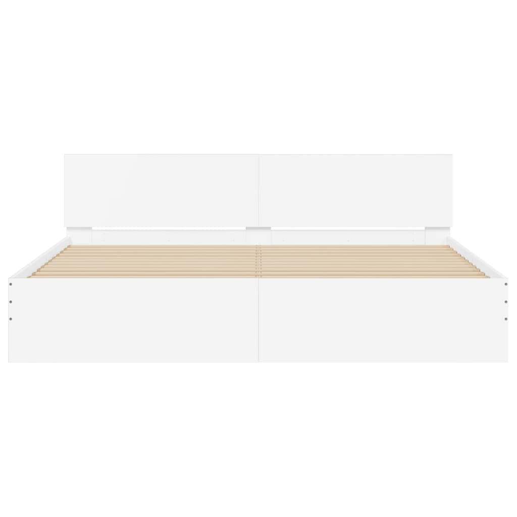 vidaXL Πλαίσιο Κρεβατιού με Κεφαλάρι/LED Λευκό 200 x 200 εκ.