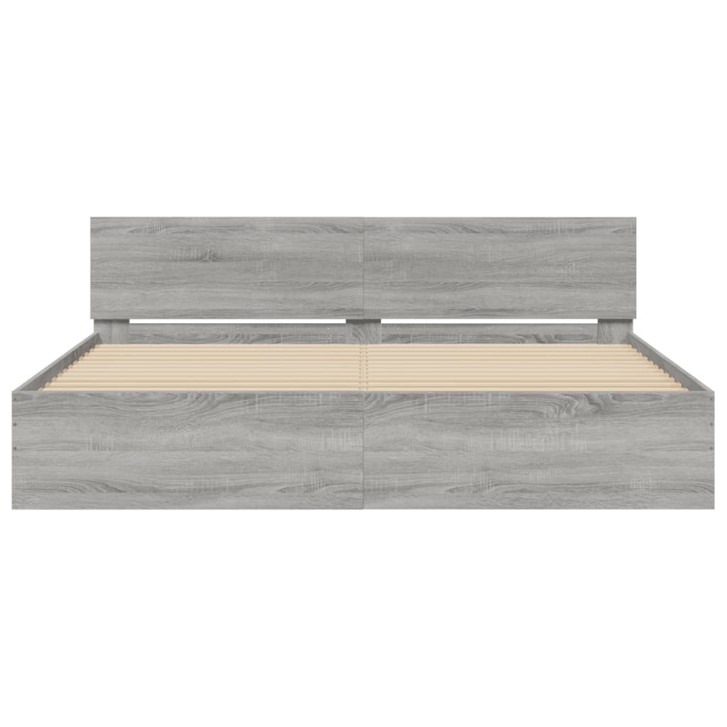 vidaXL Πλαίσιο Κρεβατιού με Κεφαλάρι/LED Γκρι Sonoma 180x200 εκ.