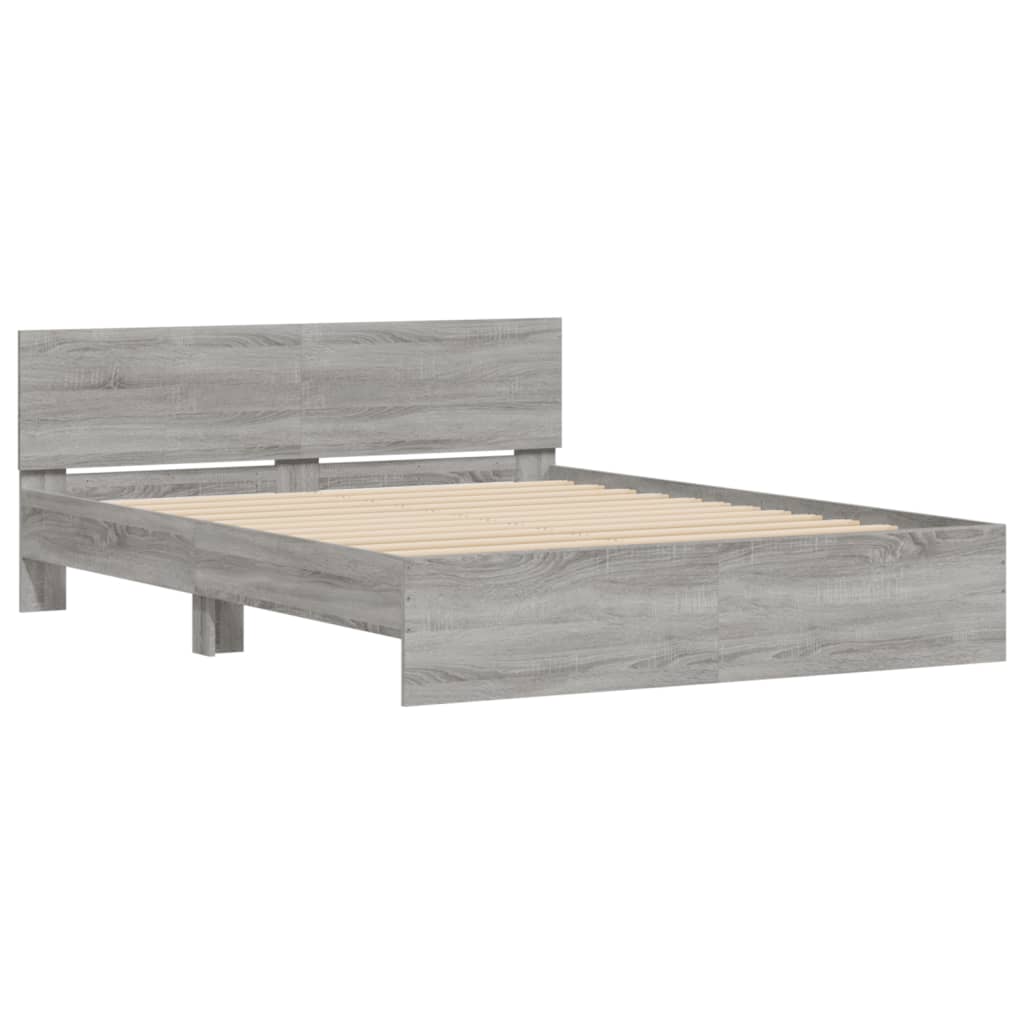 vidaXL Πλαίσιο Κρεβατιού με Κεφαλάρι/LED Γκρι Sonoma 160x200 εκ.