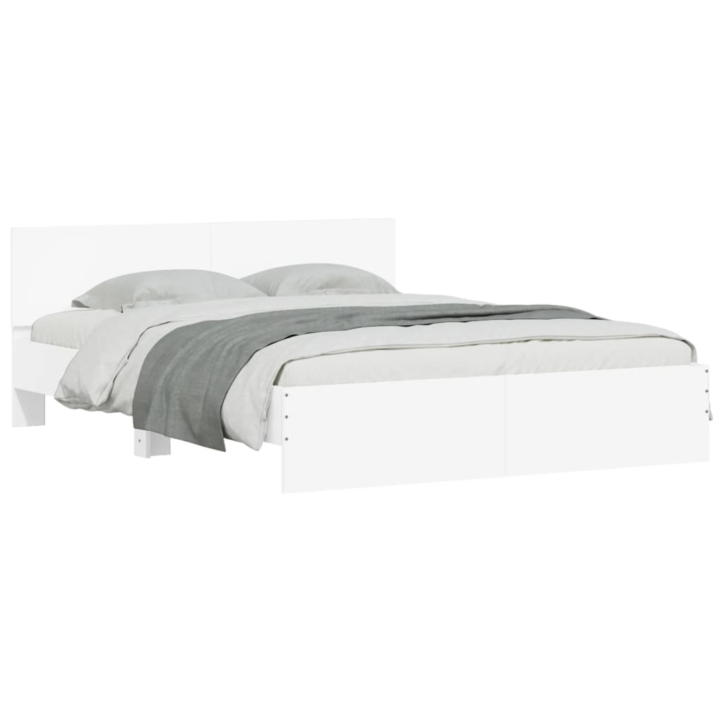 vidaXL Πλαίσιο Κρεβατιού με Κεφαλάρι/LED Λευκό 150 x 200 εκ