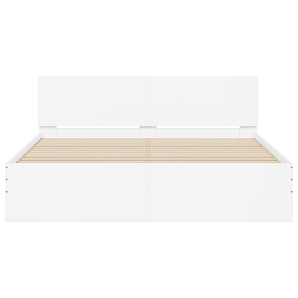 vidaXL Πλαίσιο Κρεβατιού με Κεφαλάρι/LED Λευκό 150 x 200 εκ