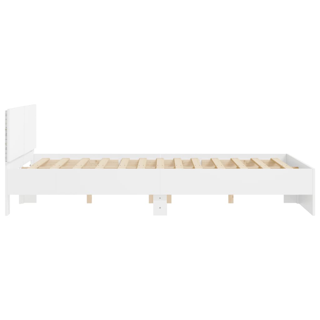 vidaXL Πλαίσιο Κρεβατιού με Κεφαλάρι/LED Λευκό 150 x 200 εκ