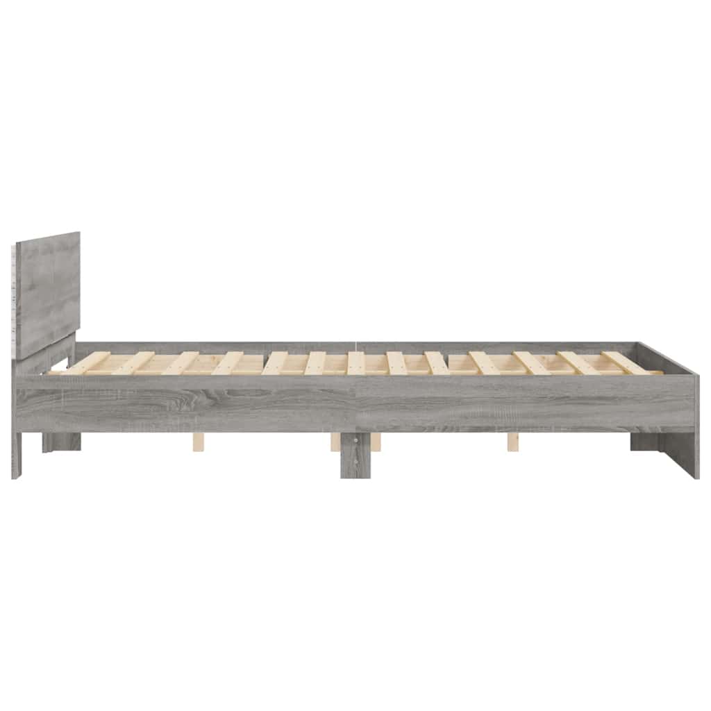vidaXL Πλαίσιο Κρεβατιού με Κεφαλάρι/LED Γκρι Sonoma 150x200 εκ.