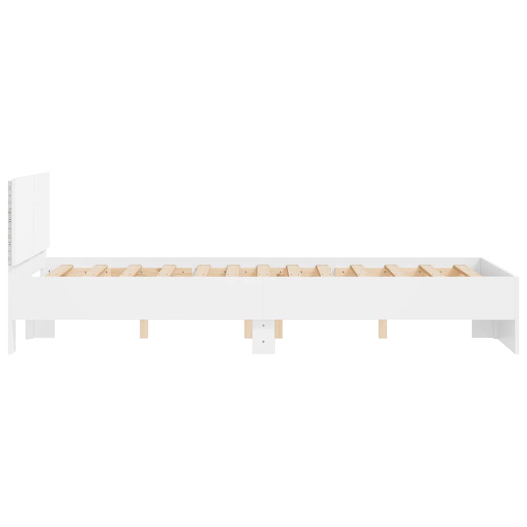 vidaXL Πλαίσιο Κρεβατιού με Κεφαλάρι/LED Λευκό 140 x 200 εκ
