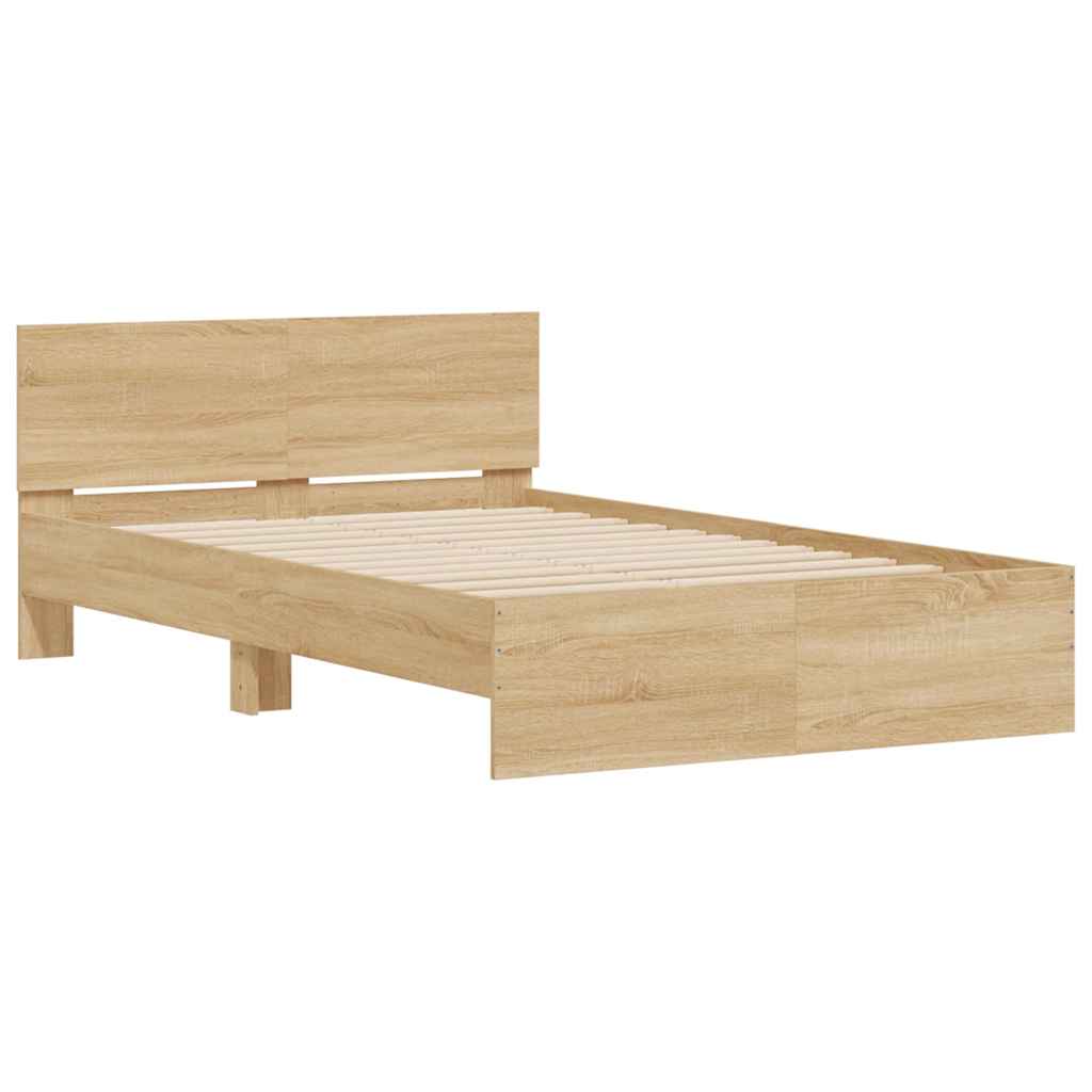 vidaXL Πλαίσιο Κρεβατιού με Κεφαλάρι/LED Sonoma δρυς 140x200 εκ.