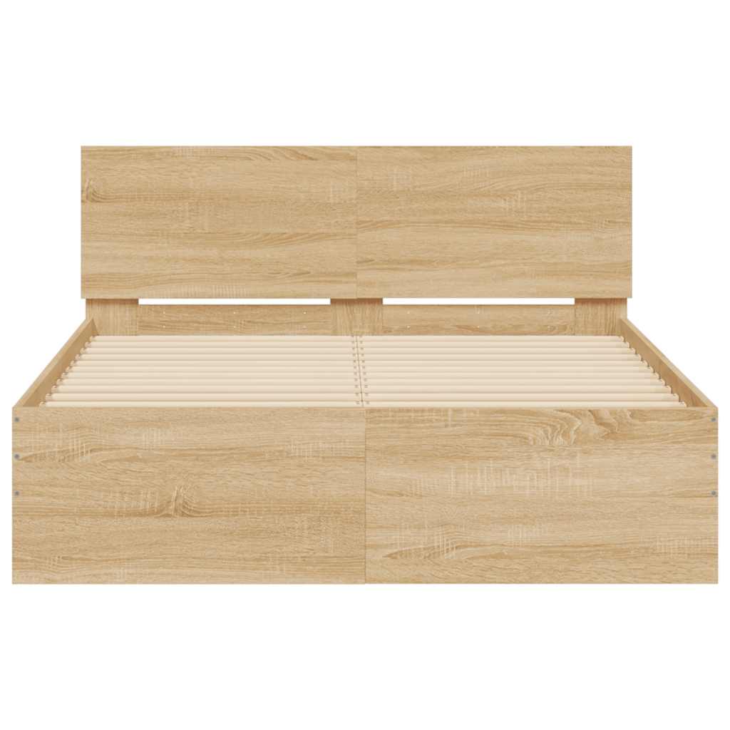vidaXL Πλαίσιο Κρεβατιού με Κεφαλάρι/LED Sonoma δρυς 140x200 εκ.