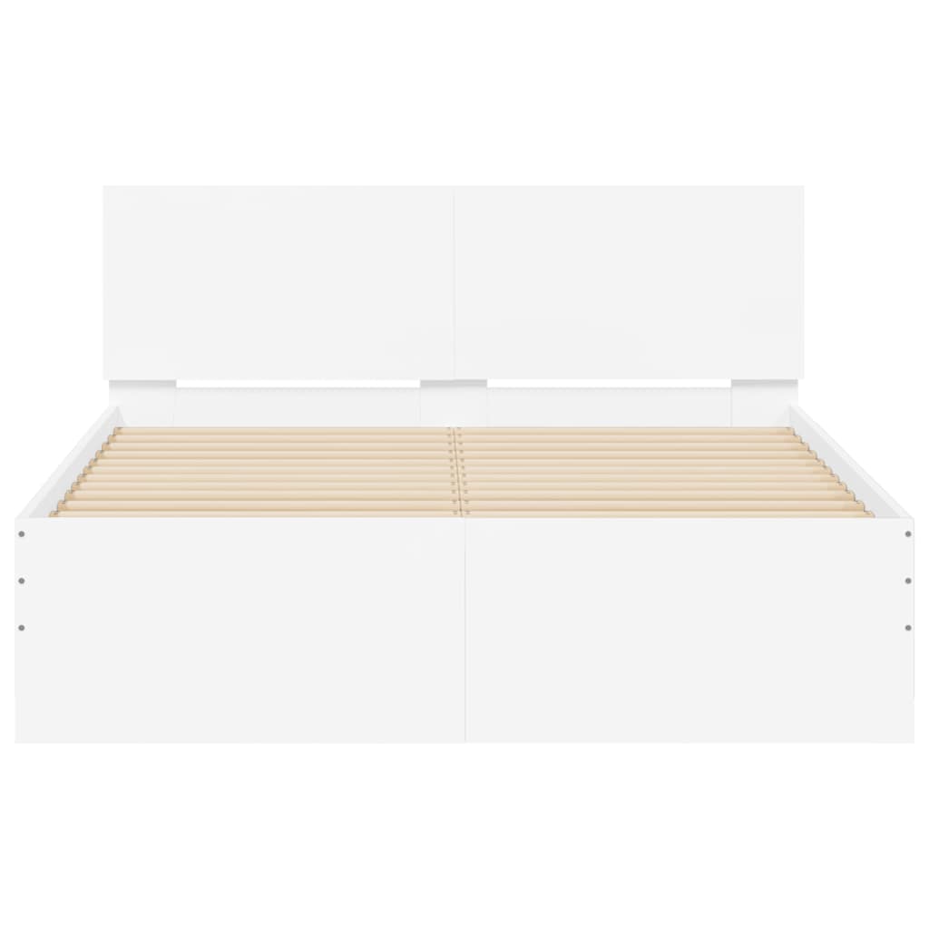 vidaXL Πλαίσιο Κρεβατιού με Κεφαλάρι/LED Λευκό 140x190 εκ.