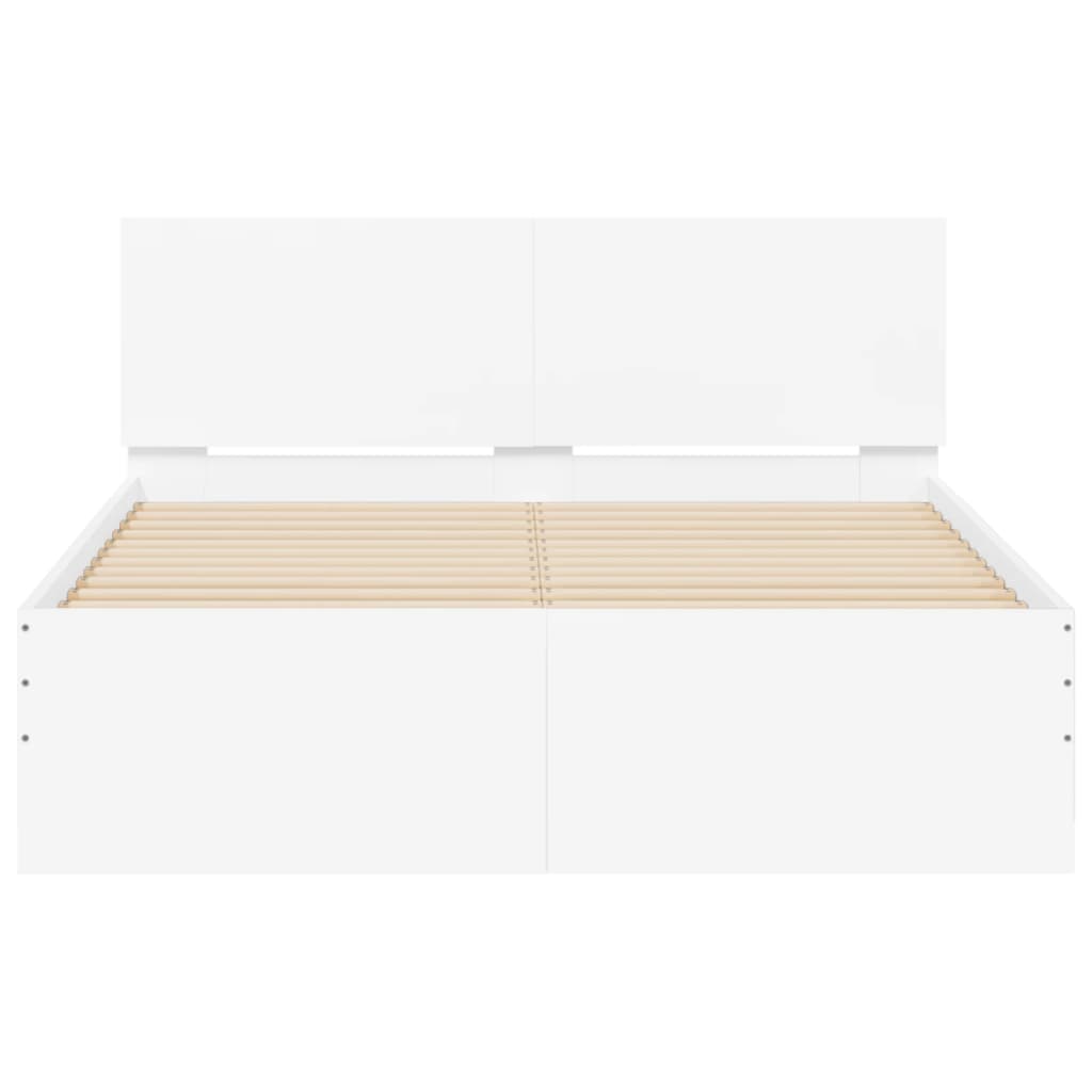 vidaXL Πλαίσιο Κρεβατιού με Κεφαλάρι / LED Λευκό 135 x 190 εκ.