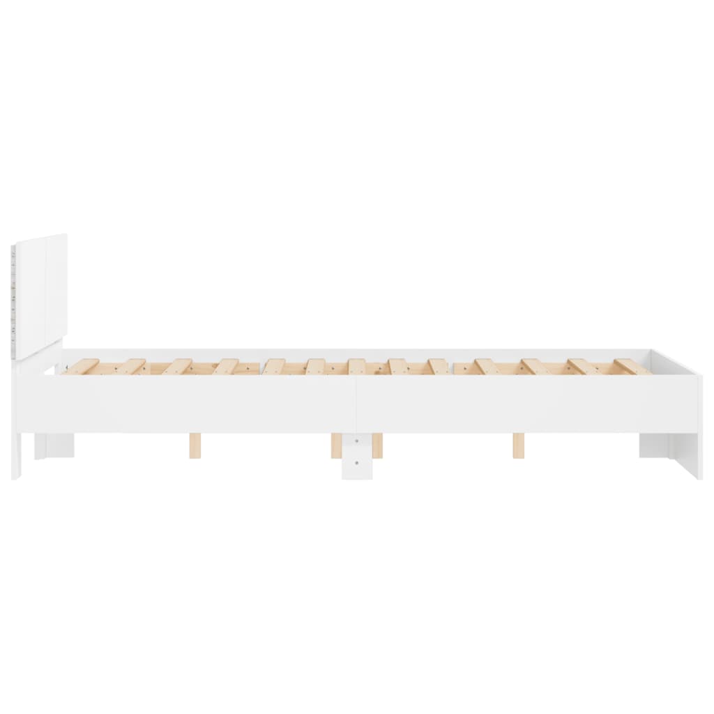 vidaXL Πλαίσιο Κρεβατιού με Κεφαλάρι / LED Λευκό 135 x 190 εκ.