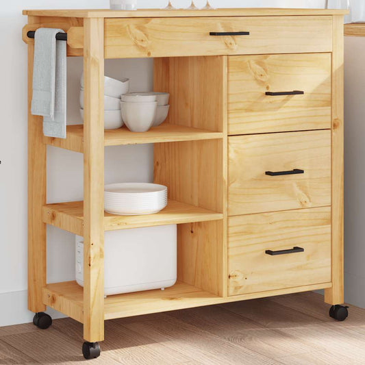 vidaXL Τρόλεϊ Κουζίνας MONZA 84x40x88,5 εκ. Μελί κεριού από Μασίφ Ξύλο Πεύκου