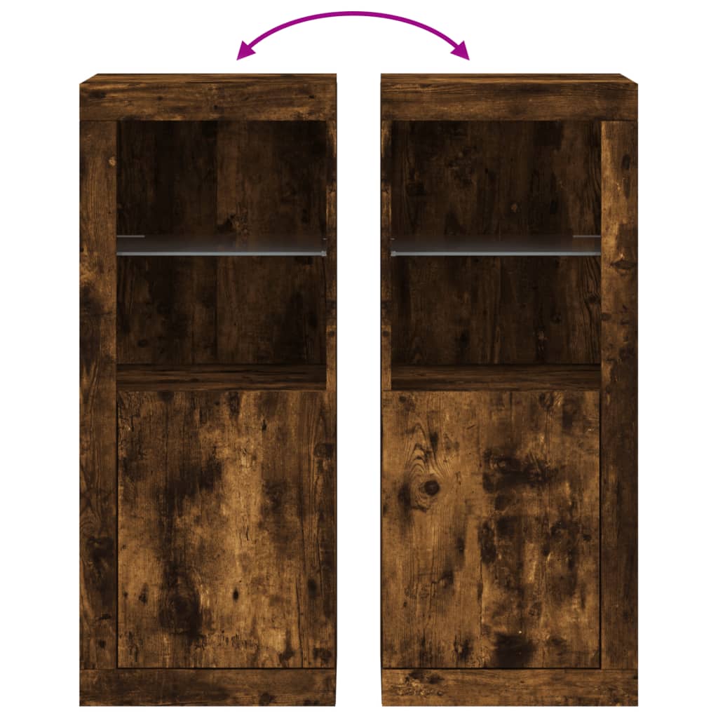 vidaXL Μπουφές με Φώτα LED Καπνιστή Δρυς 41 x 37 x 100 εκ.