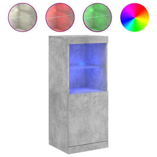vidaXL Μπουφές με Φώτα LED Γκρι Σκυροδέματος 41 x 37 x 100 εκ.