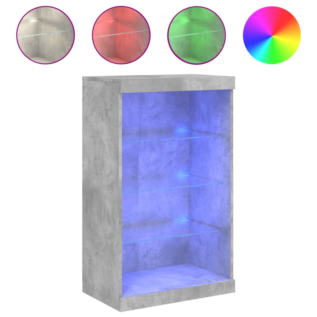 vidaXL Μπουφές με Φώτα LED Γκρι Σκυροδέματος 60,5 x 37 x 100 εκ.