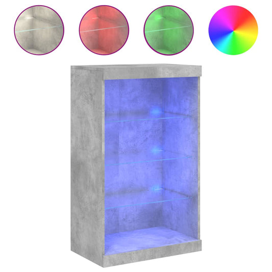 vidaXL Μπουφές με Φώτα LED Γκρι Σκυροδέματος 60,5 x 37 x 100 εκ.