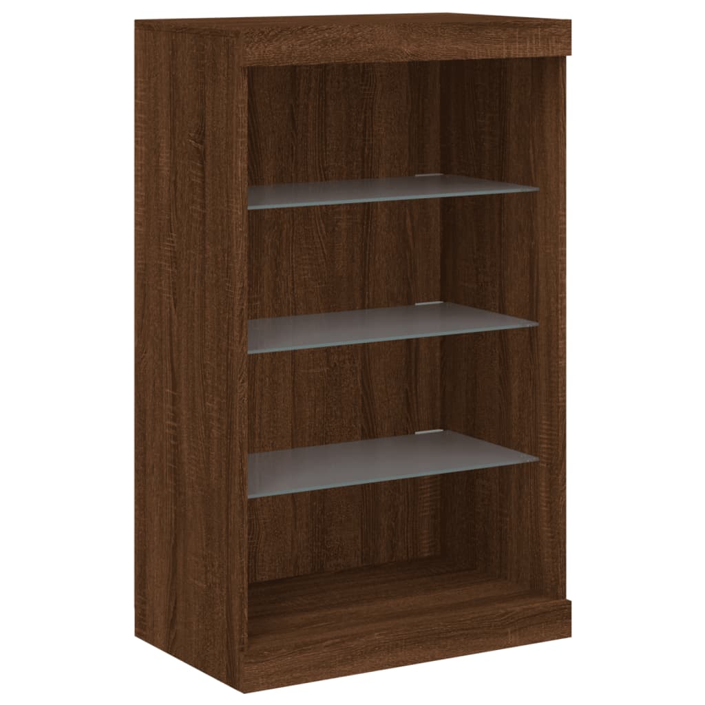 vidaXL Μπουφές με Φώτα LED Καφέ Δρυς 60,5 x 37 x 100 εκ.