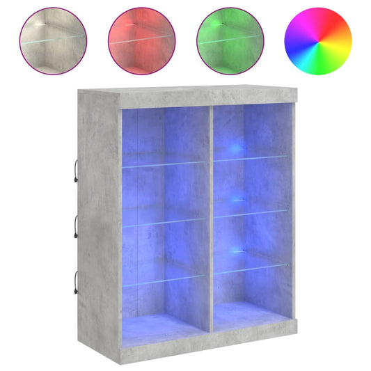 vidaXL Μπουφές με Φώτα LED Γκρι Σκυροδέματος 81 x 37 x 100 εκ.