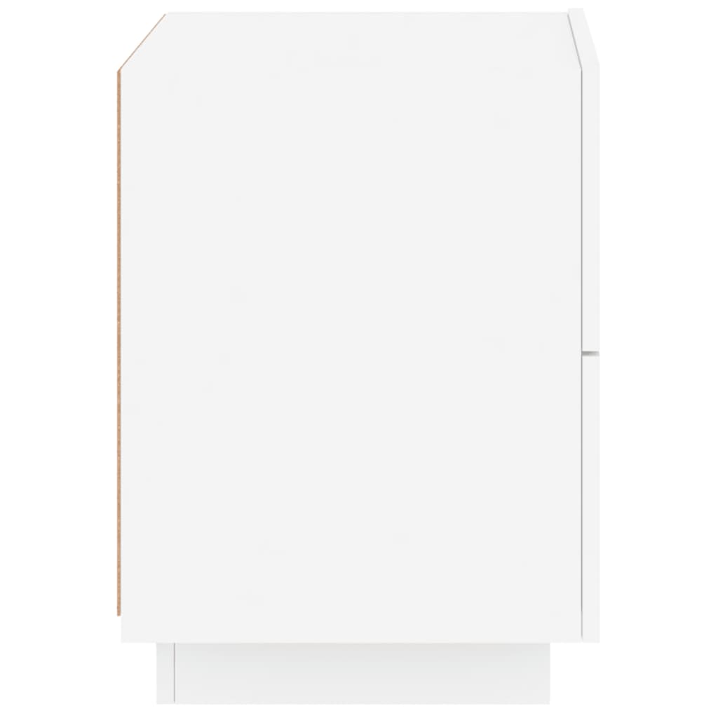 vidaXL Κομοδίνα με Φώτα LED 2 τεμ. Λευκά από Επεξεργασμένο Ξύλο