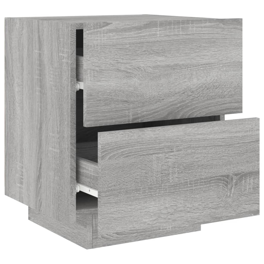 vidaXL Κομοδίνο με Φώτα LED Γκρι Sonoma Επεξεργασμένο Ξύλο