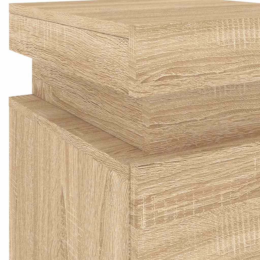 vidaXL Κομοδίνα με Φώτα LED 2 τεμ. Sonoma Δρυς 35 x 39 x 55 εκ.