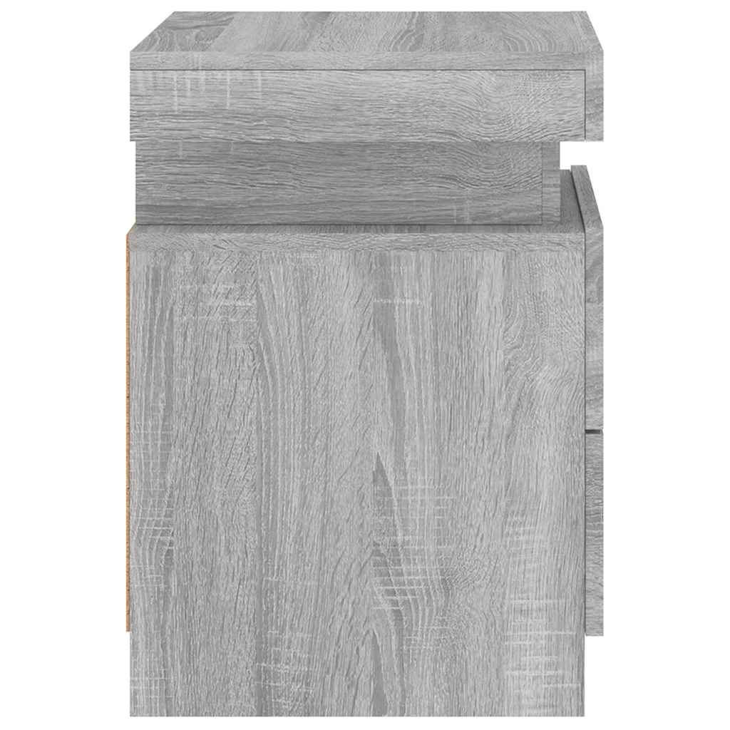 vidaXL Κομοδίνα με Φώτα LED 2 Τεμ. Γκρι Sonoma 35 x 39 x 55 εκ.