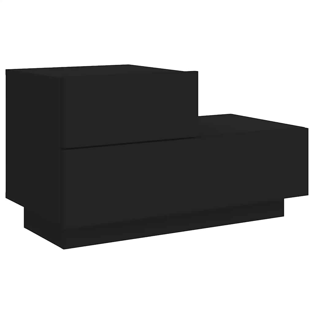 vidaXL Κομοδίνο με Φώτα LED Μαύρο 70 x 36 x 40,5 εκ.