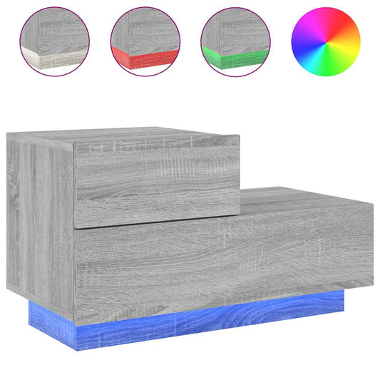 vidaXL Κομοδίνο με Φώτα LED Γκρι Sonoma 70 x 36 x 40,5 εκ.