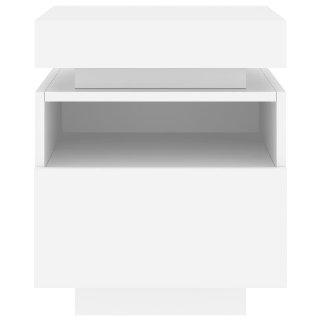 vidaXL Κομοδίνα με Φώτα LED 2 τεμ. Λευκά 40 x 39 x 48,5 εκ.