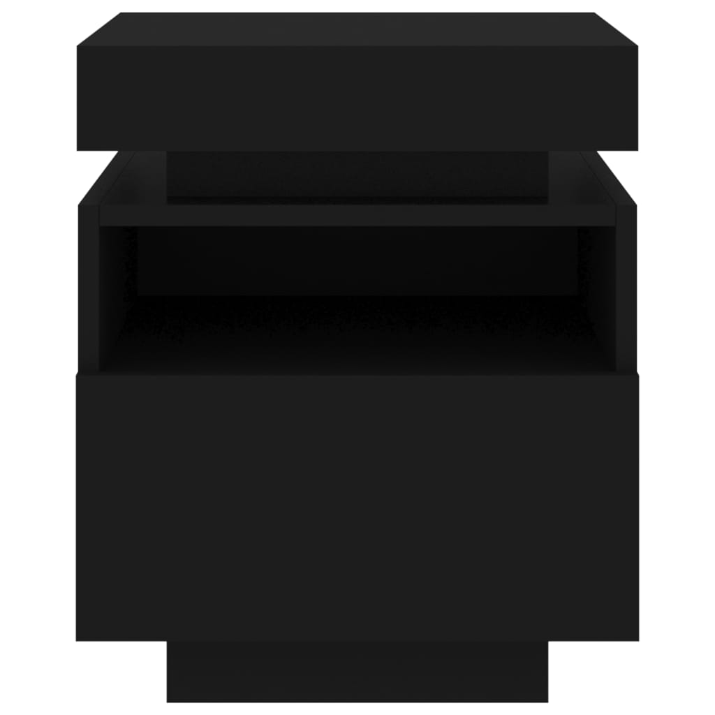 vidaXL Κομοδίνο με Φώτα LED Μαύρο 40 x 39 x 48,5 εκ.