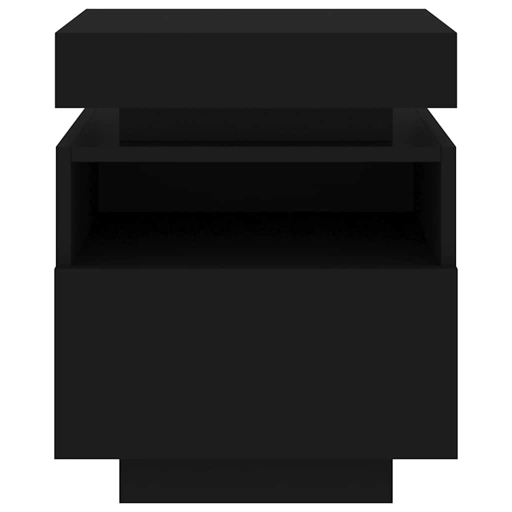 vidaXL Κομοδίνα με Φώτα LED 2 τεμ. Μαύρα 40x39x48,5 εκ.