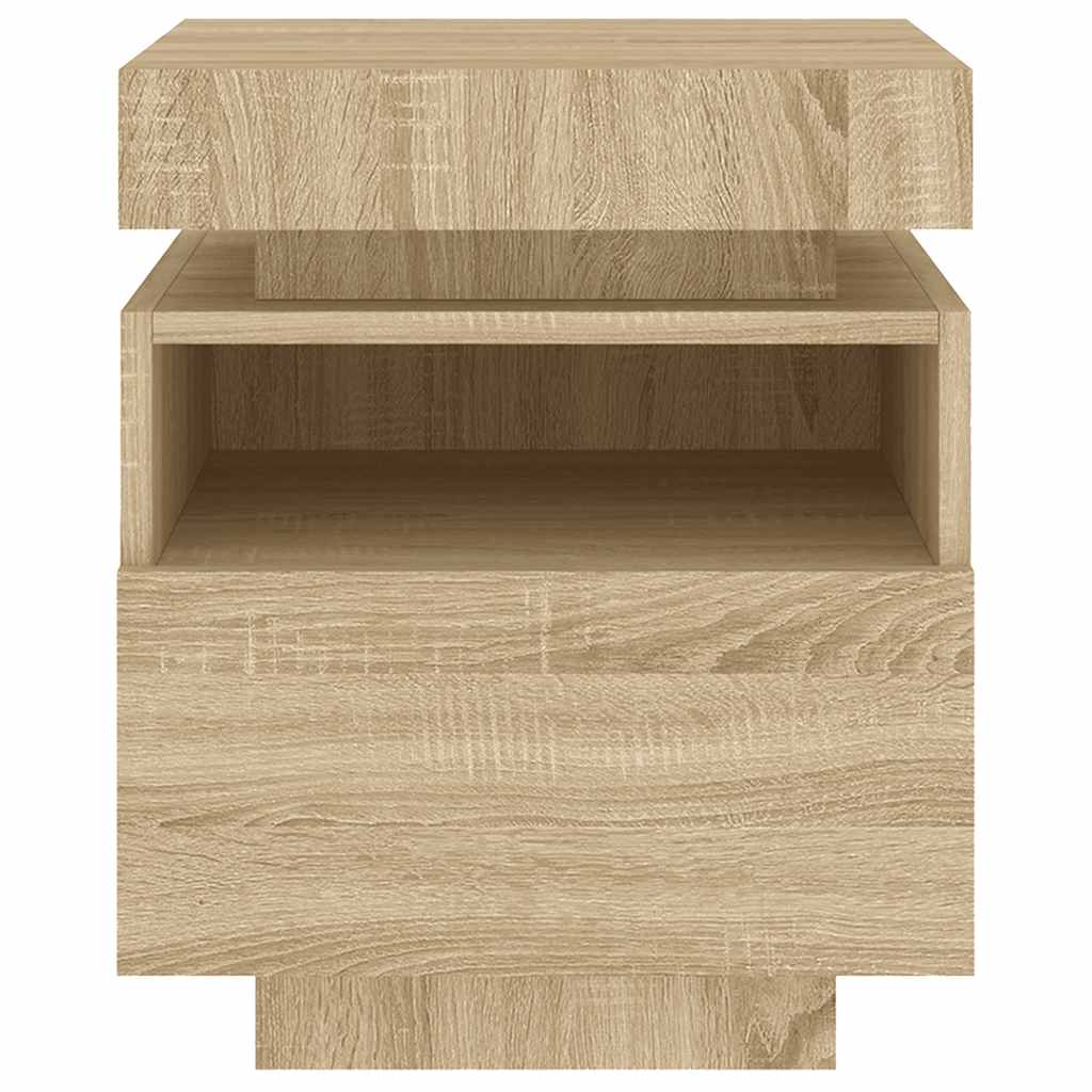 vidaXL Κομοδίνα με Φώτα LED 2 τεμ. Sonoma Δρυς 40x39x48,5 εκ.