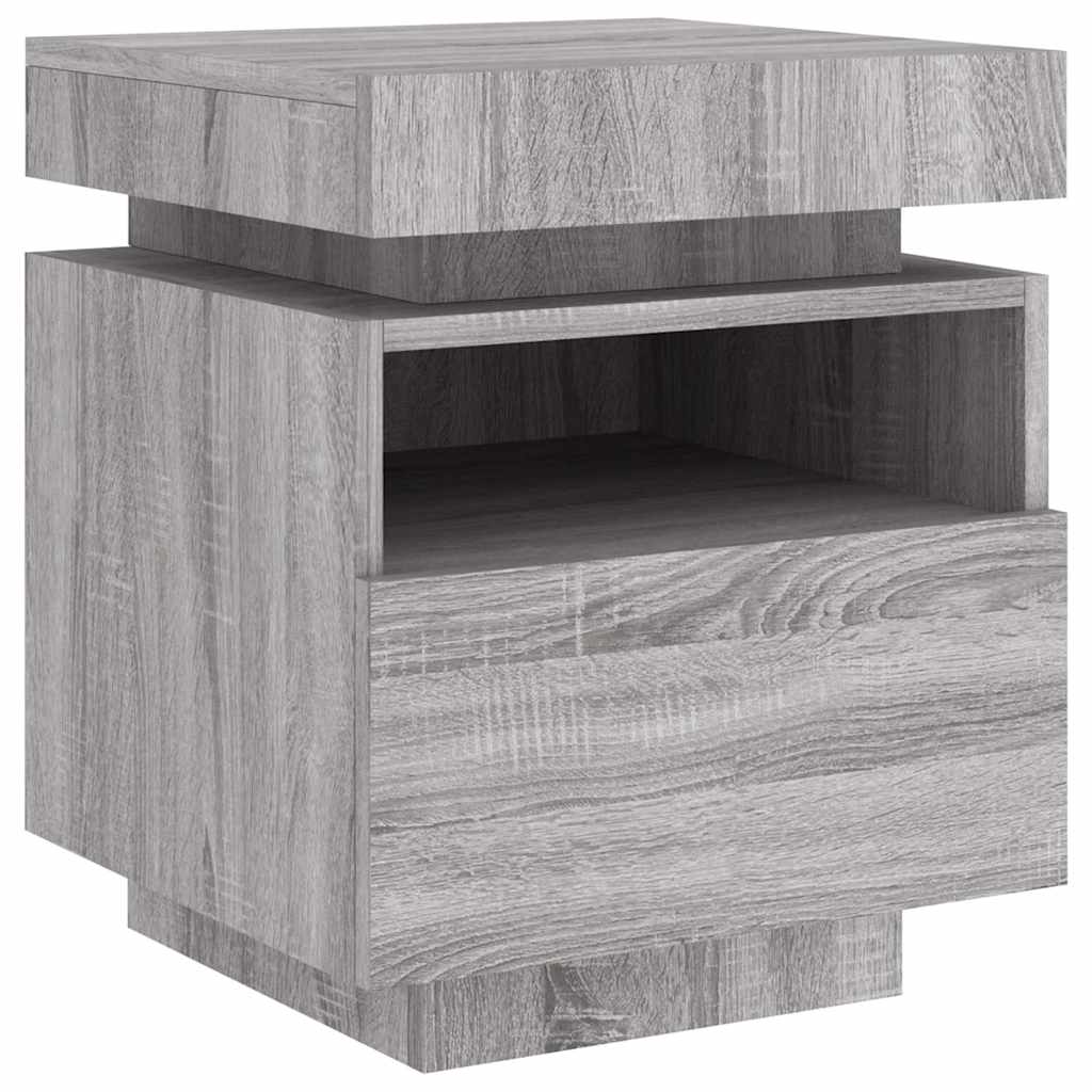vidaXL Κομοδίνα με Φώτα LED 2 τεμ. Γκρι Sonoma 40x39x48,5 εκ.