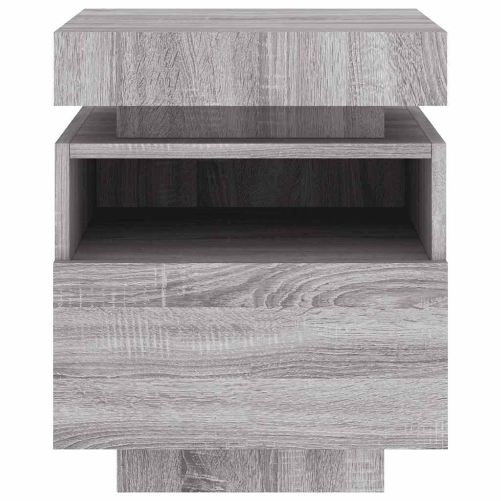vidaXL Κομοδίνα με Φώτα LED 2 τεμ. Γκρι Sonoma 40x39x48,5 εκ.