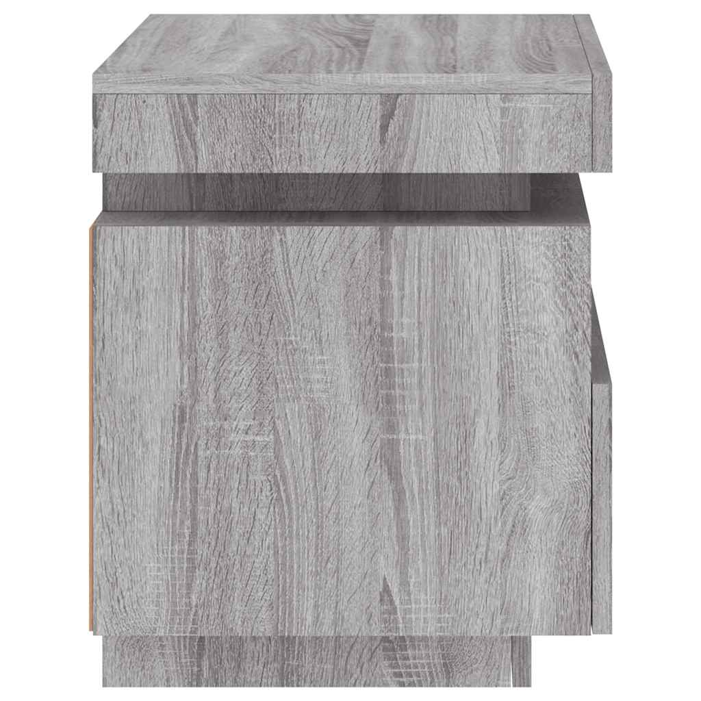 vidaXL Κομοδίνα με Φώτα LED 2 τεμ. Γκρι Sonoma 40x39x48,5 εκ.