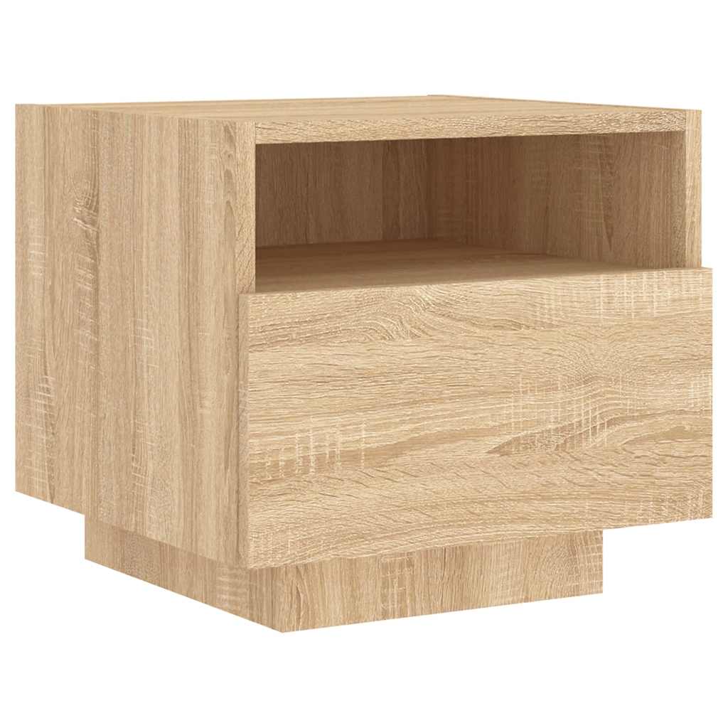 vidaXL Κομοδίνα με Φώτα LED 2 τεμ. Sonoma Δρυς 40 x 39 x 37 εκ.