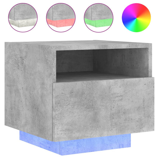 vidaXL Κομοδίνο με Φώτα LED Γκρι Σκυροδέματος 40 x 39 x 37 εκ.