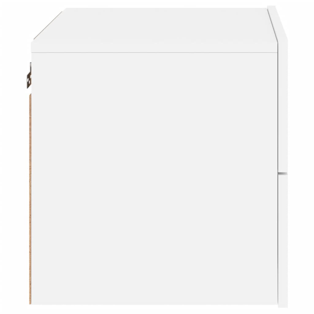 vidaXL Κομοδίνα Επιτοίχια με Φώτα LED 2 τεμ. Λευκά