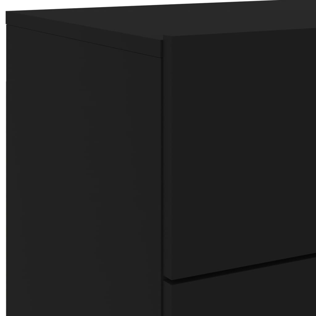 vidaXL Κομοδίνο Επιτοίχιο με Φώτα LED Μαύρο