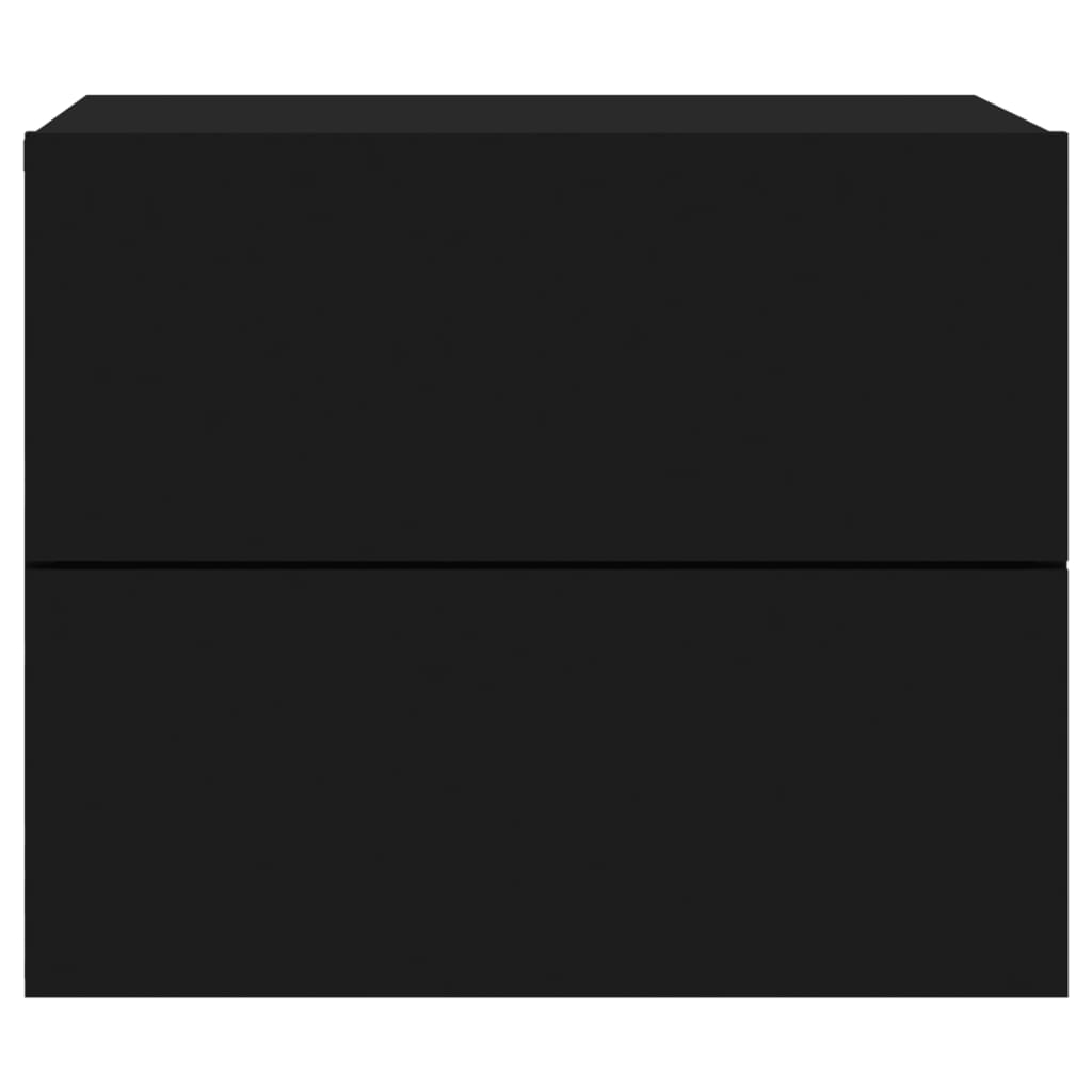 vidaXL Κομοδίνα Επιτοίχια με Φώτα LED 2 τεμ. Μαύρα