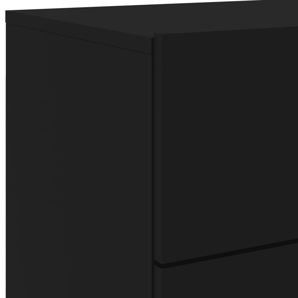 vidaXL Κομοδίνα Επιτοίχια με Φώτα LED 2 τεμ. Μαύρα