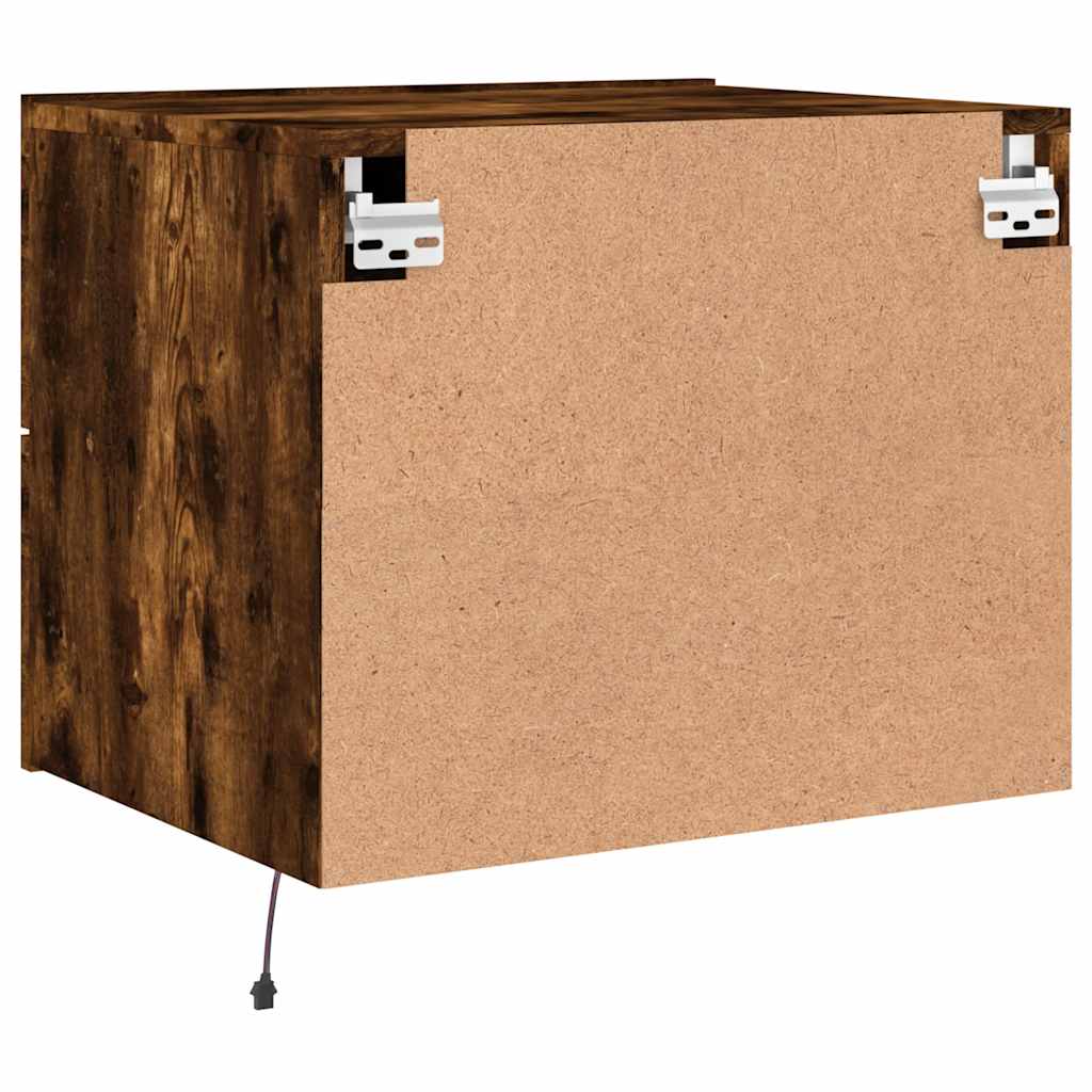 vidaXL Κομοδίνο Επιτοίχιο με Φώτα LED Καπνιστή Δρυς