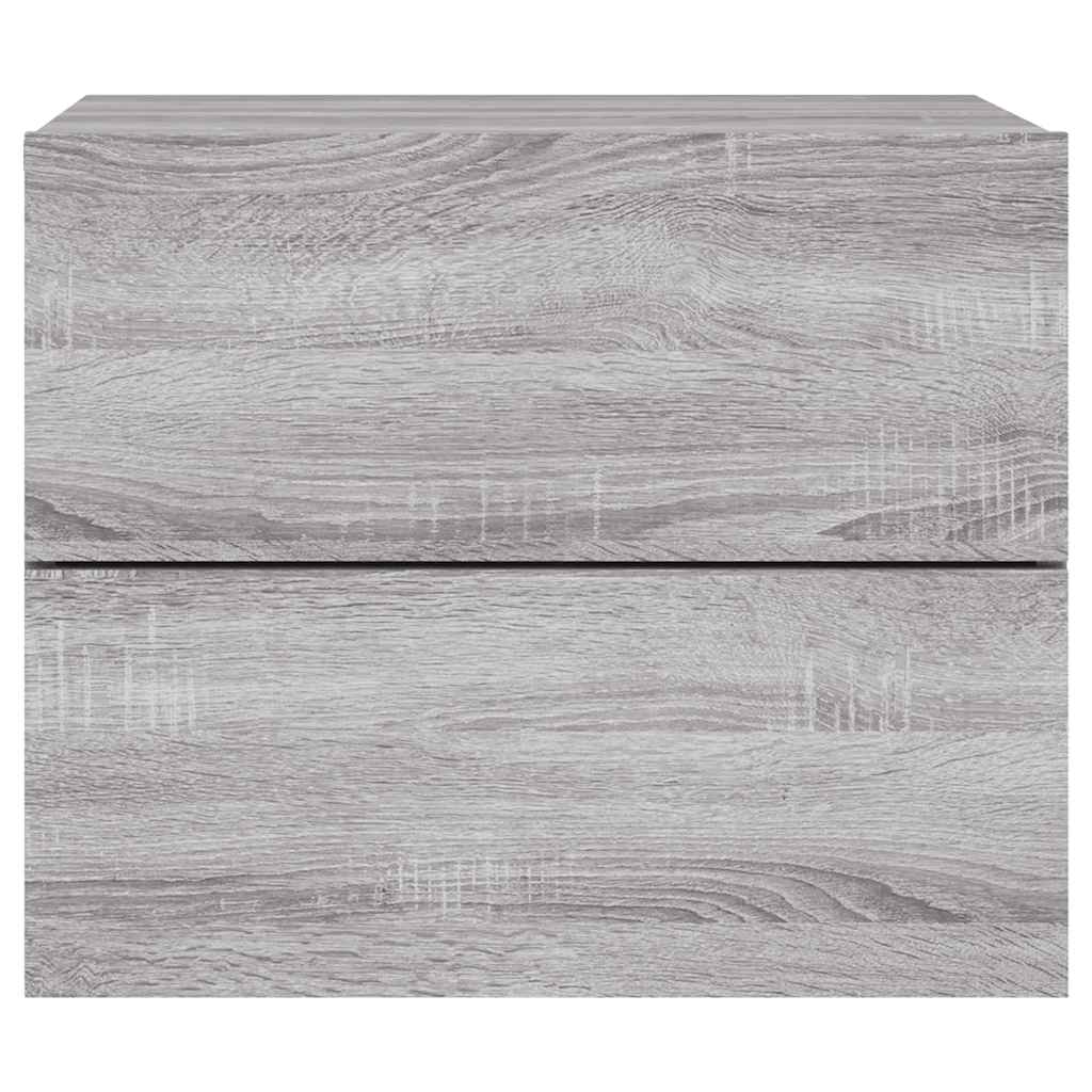 vidaXL Κομοδίνο Επιτοίχιο με Φώτα LED Γκρι Sonoma