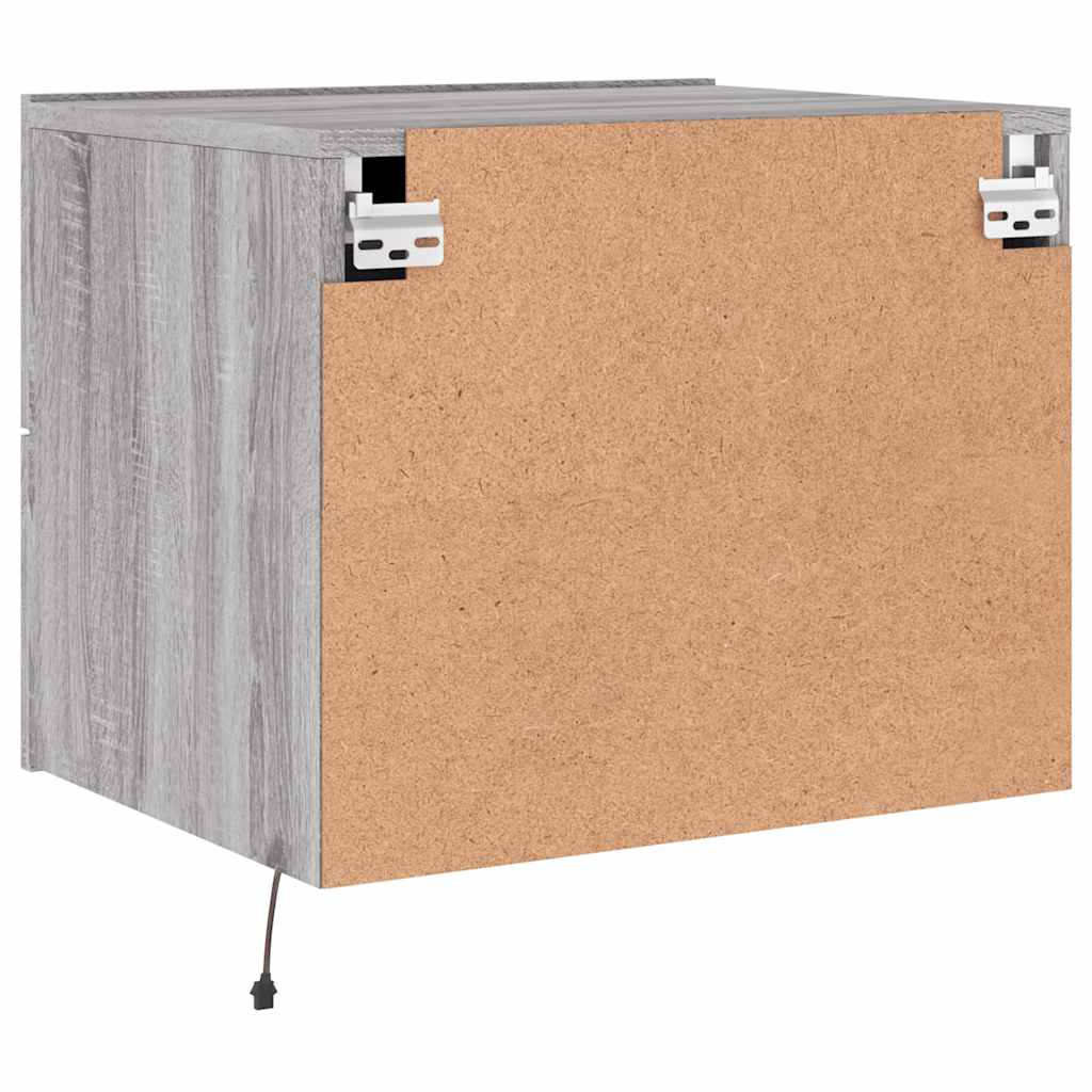 vidaXL Κομοδίνα Επιτοίχια με Φώτα LED 2 τεμ. Γκρι Sonoma