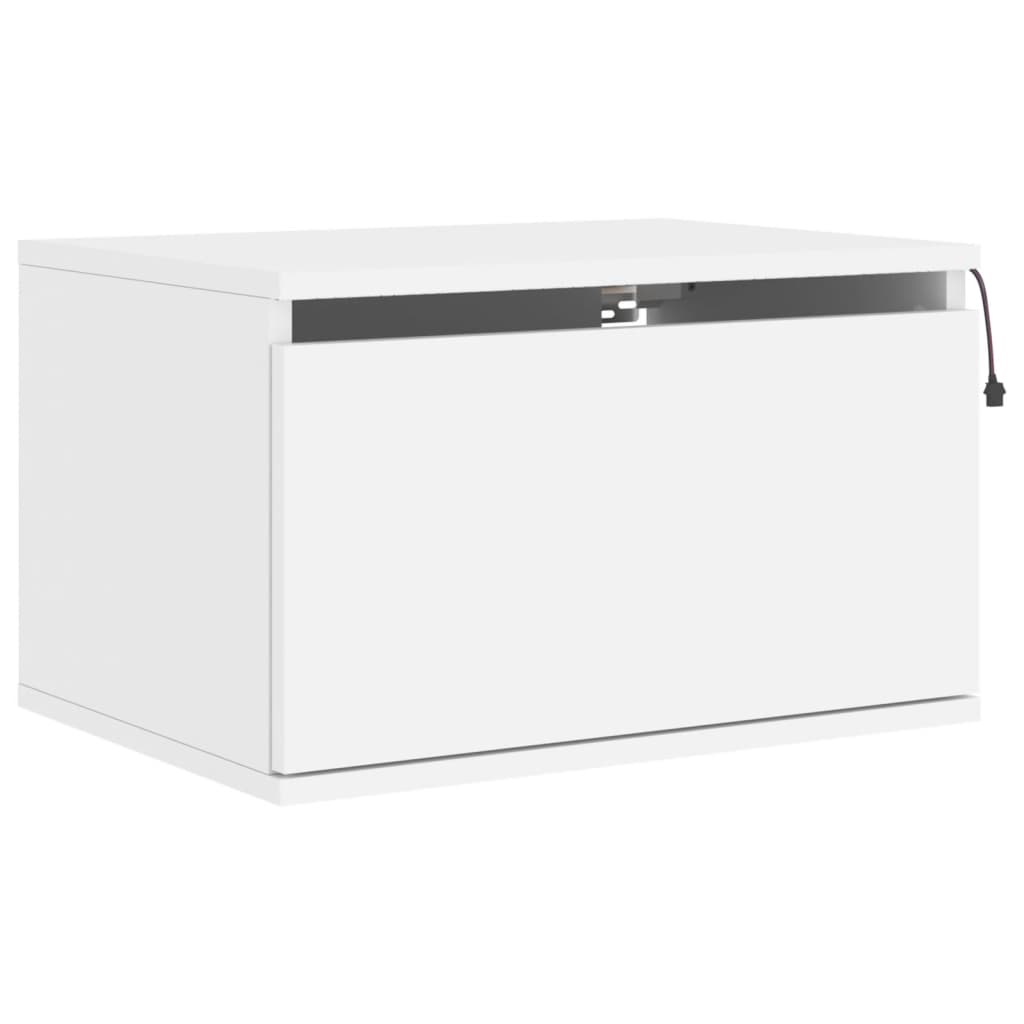 vidaXL Κομοδίνα Επιτοίχια με Φώτα LED 2 τεμ. Λευκά