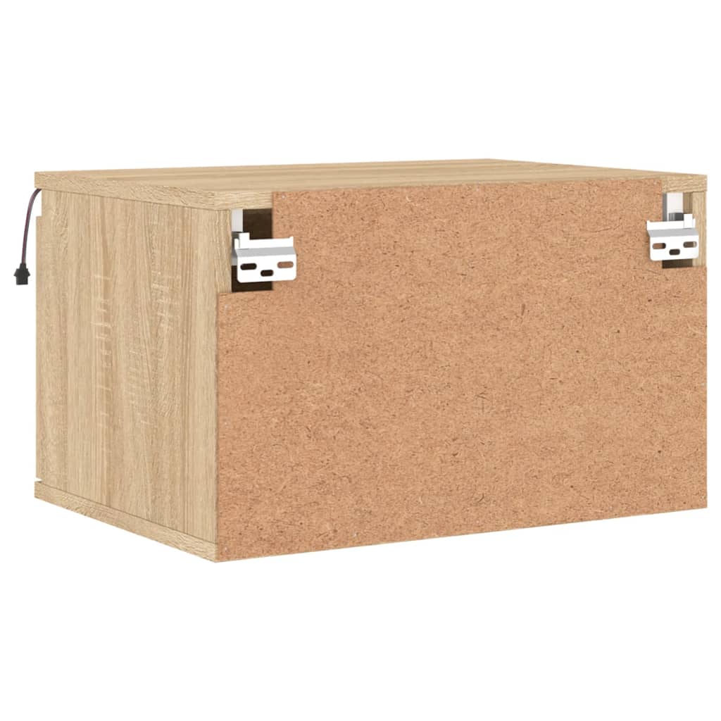 vidaXL Κομοδίνα Επιτοίχια με Φώτα LED 2 τεμ. Sonoma Δρυς