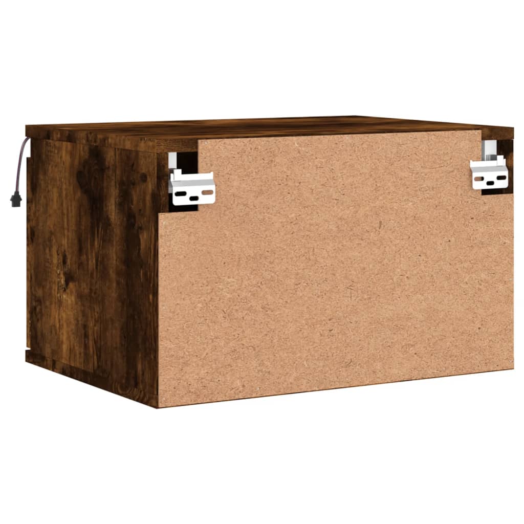 vidaXL Κομοδίνο Επιτοίχιο με Φώτα LED Καπνιστή Δρυς