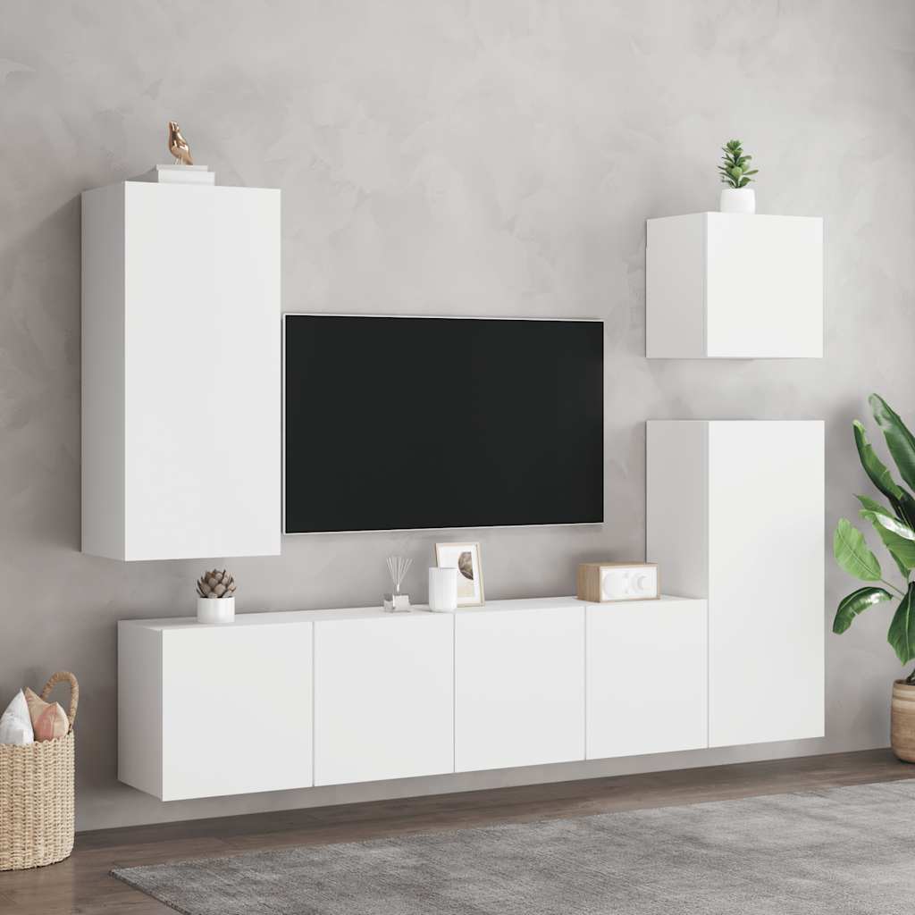 vidaXL Έπιπλα Τοίχου Τηλεόρασης 2 Τεμ. Λευκά 80 x 30 x 41 εκ.