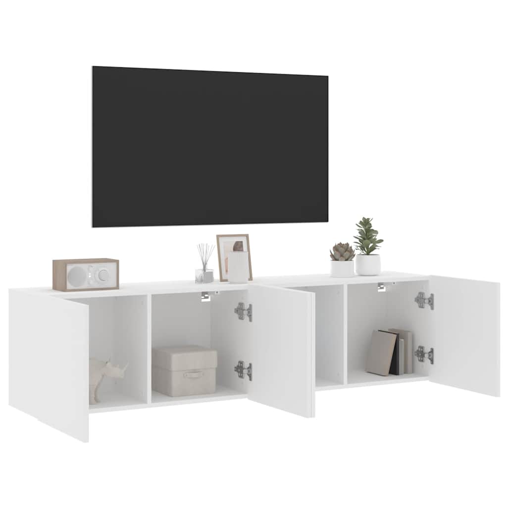 vidaXL Έπιπλα Τοίχου Τηλεόρασης 2 Τεμ. Λευκά 80 x 30 x 41 εκ.
