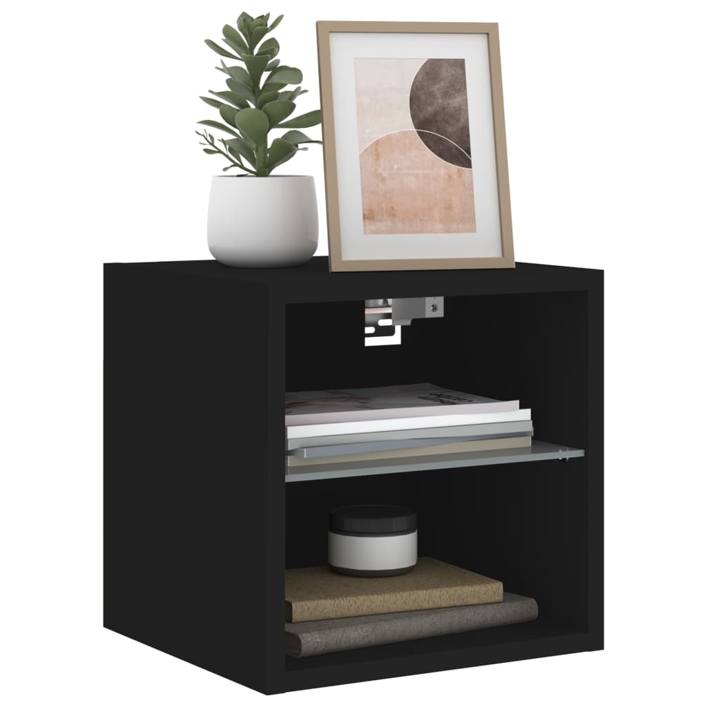 vidaXL Έπιπλο Τοίχου Τηλεόρασης με LED Μαύρο 30 x 28,5 x 30 εκ.