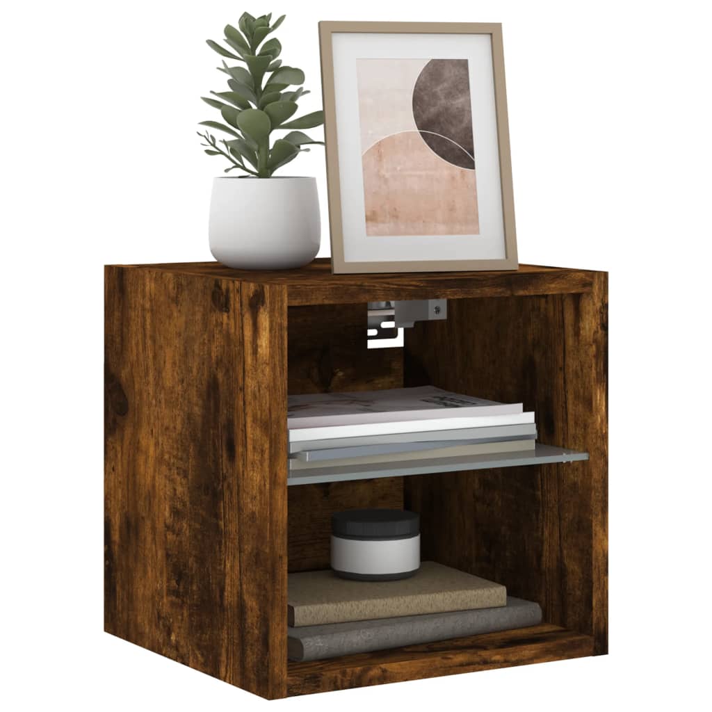 vidaXL Έπιπλο Τοίχου Τηλεόρασης με LED Καπνιστή Δρυς 30 x 28,5 x 30εκ.