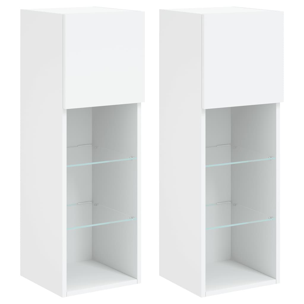 vidaXL Έπιπλα Τηλεόρασης με LED 2 τεμ. Λευκά 30,5x30x90 εκ.